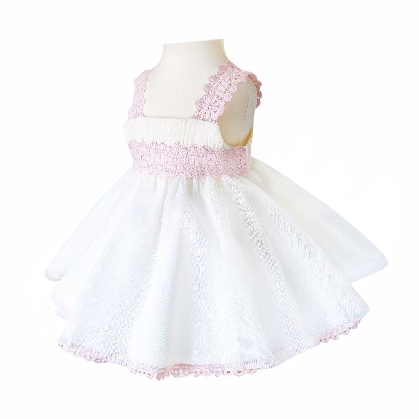 *SALE* Baby Girl Cream&Pink Sheer Puff Ball Dress with Pants "MYD2403"
