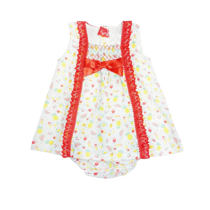 *SALE* Baby Girl Fruit Print Red Lace Dress with Pants "MYD2311"
