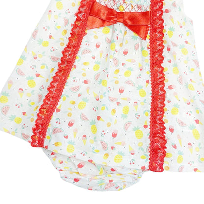 *SALE* Baby Girl Fruit Print Red Lace Dress with Pants "MYD2311"