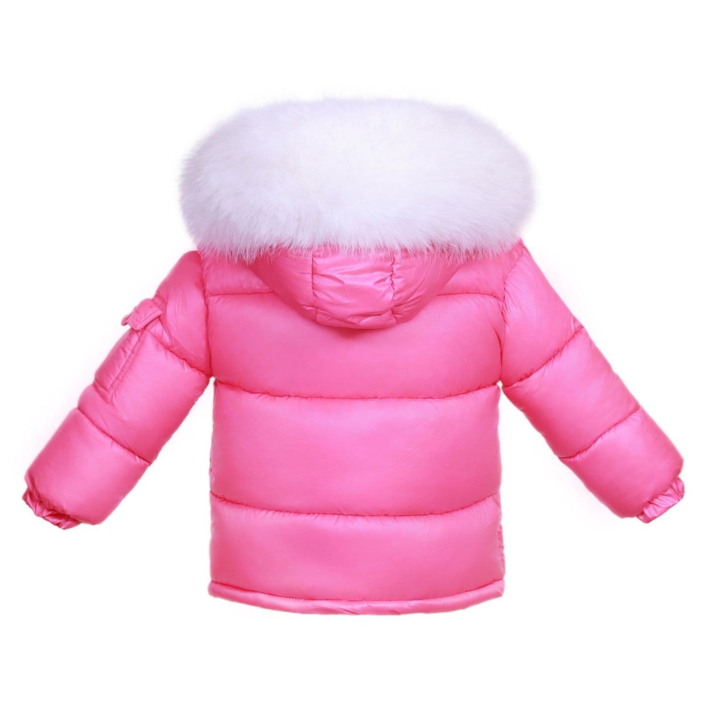 *SALE* Baby Girl Fuchsia Pink Puffer Coat with Faux Fur Hood "MYD409FP"