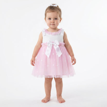 *SALE* Baby Girl Fuchsia Pink Tulle Mesh Dress Satin Bow "2508 FP"