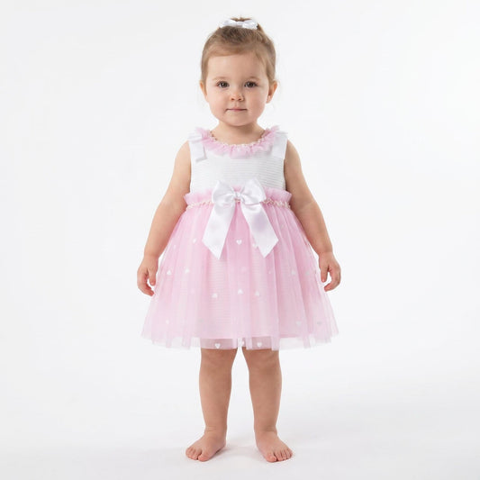 *SALE* Baby Girl Fuchsia Pink Tulle Mesh Dress Satin Bow "2508 FP"