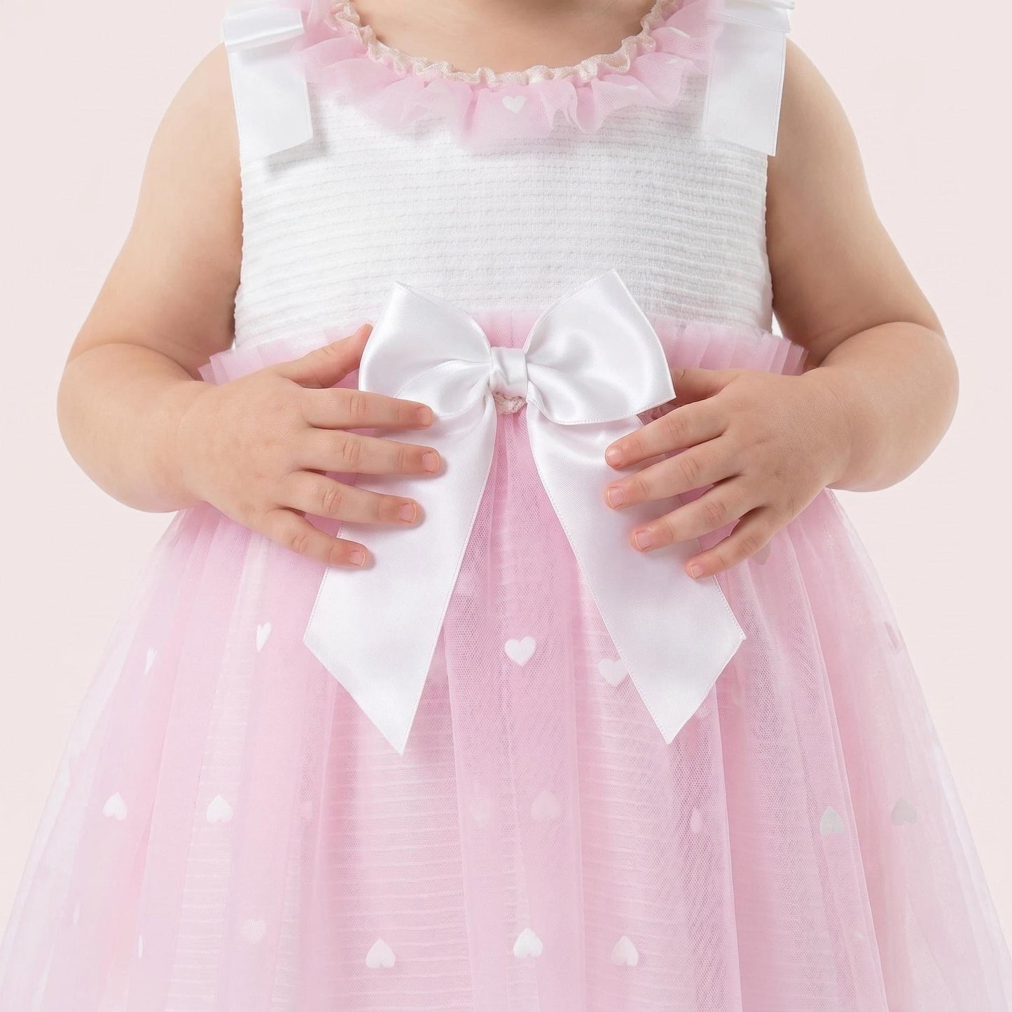 *SALE* Baby Girl Fuchsia Pink Tulle Mesh Dress Satin Bow "2508 FP"
