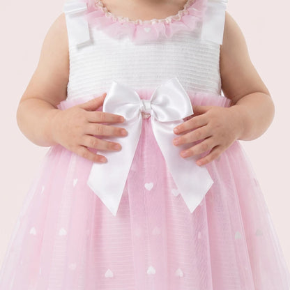 *SALE* Baby Girl Fuchsia Pink Tulle Mesh Dress Satin Bow "2508 FP"