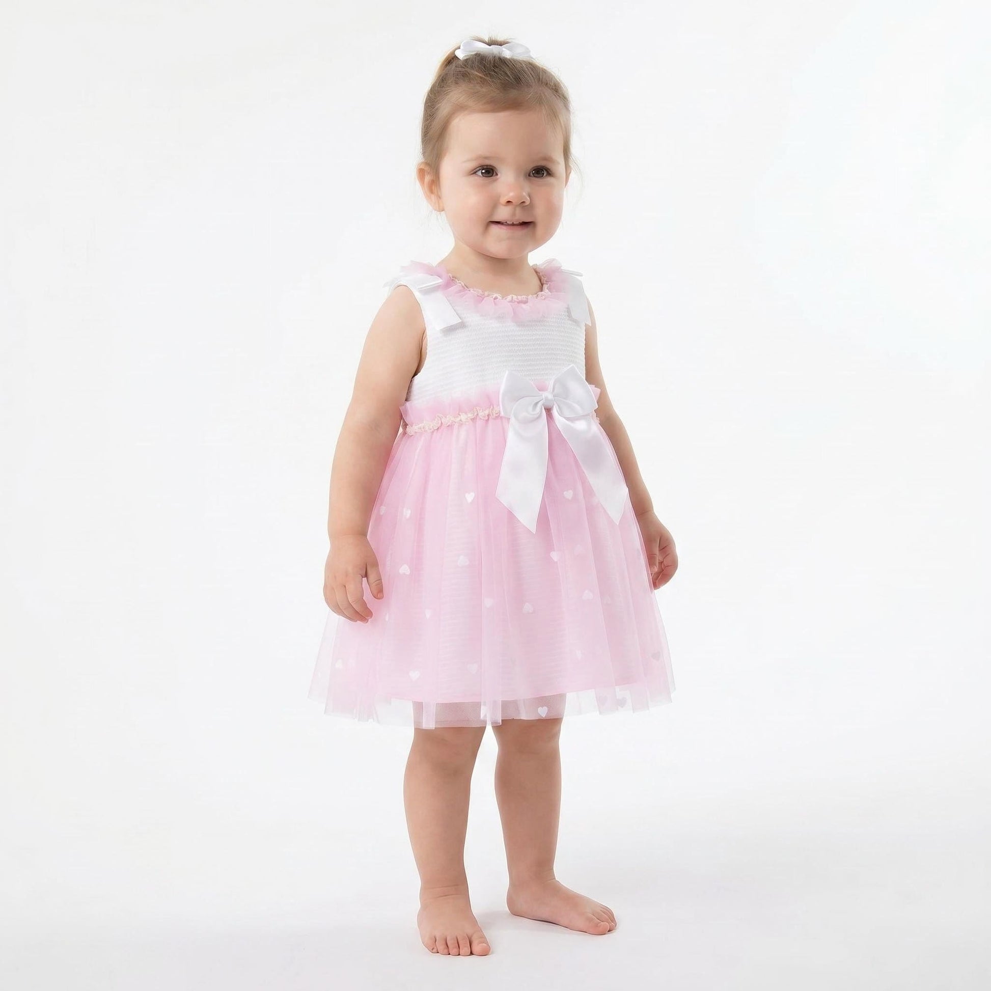 *SALE* Baby Girl Fuchsia Pink Tulle Mesh Dress Satin Bow "2508 FP"