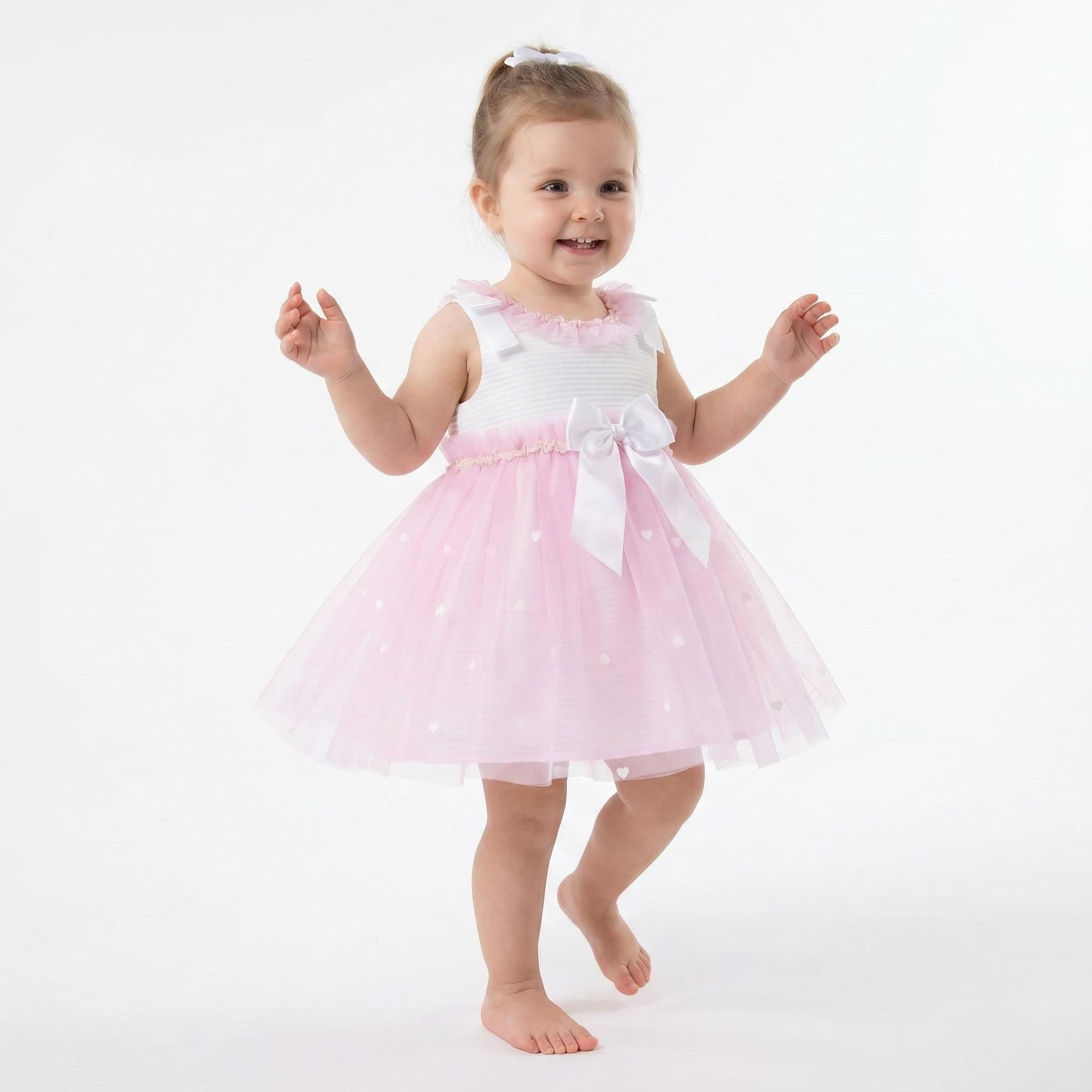 *SALE* Baby Girl Fuchsia Pink Tulle Mesh Dress Satin Bow "2508 FP"