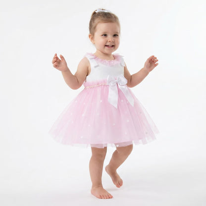 *SALE* Baby Girl Fuchsia Pink Tulle Mesh Dress Satin Bow "2508 FP"