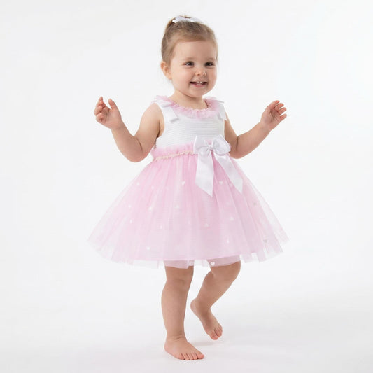 *SALE* Baby Girl Fuchsia Pink Tulle Mesh Dress Satin Bow "2508 FP"