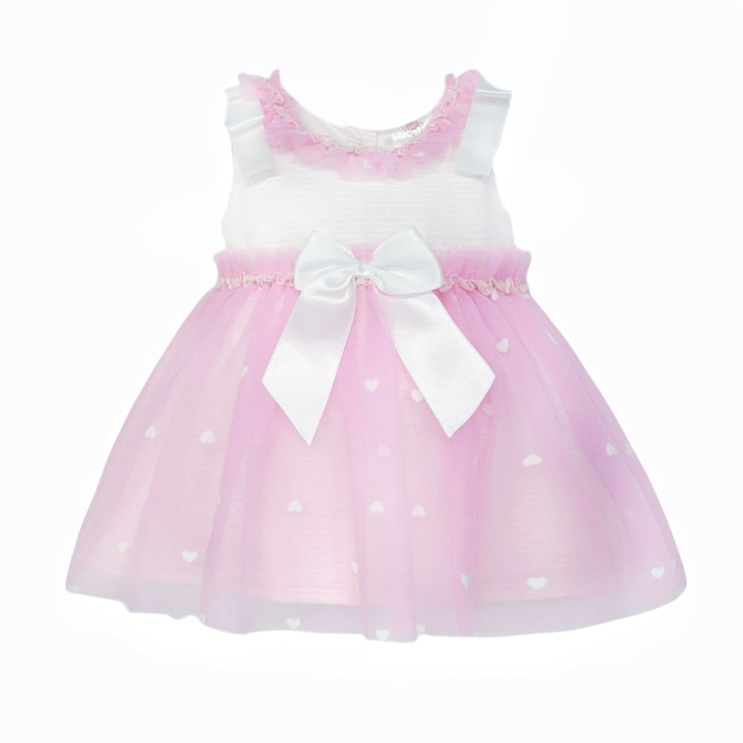 *SALE* Baby Girl Fuchsia Pink Tulle Mesh Dress Satin Bow "2508 FP"