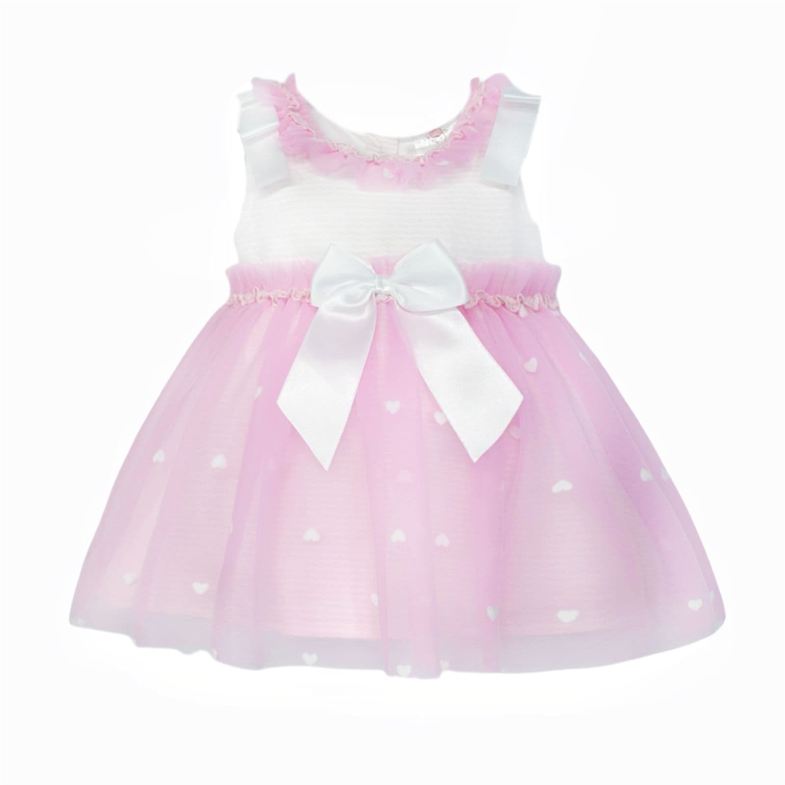 *SALE* Baby Girl Fuchsia Pink Tulle Mesh Dress Satin Bow "2508 FP"