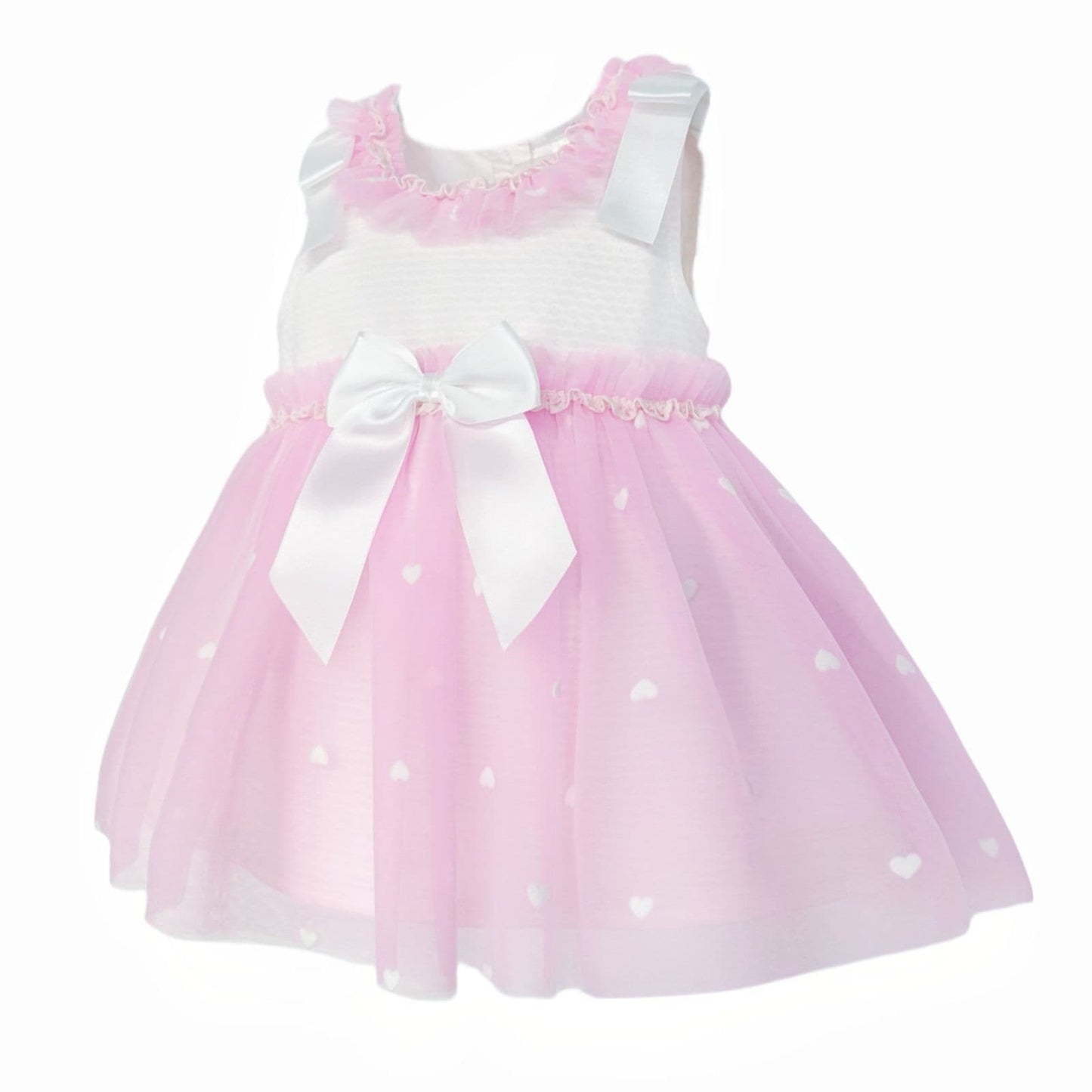 *SALE* Baby Girl Fuchsia Pink Tulle Mesh Dress Satin Bow "2508 FP"