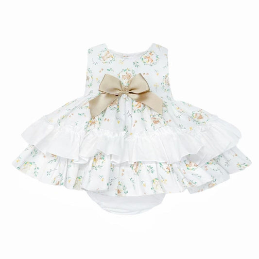 *SALE* Baby Girl Gold Animal Print Puff Ball Dress with Pants "MYD25023"