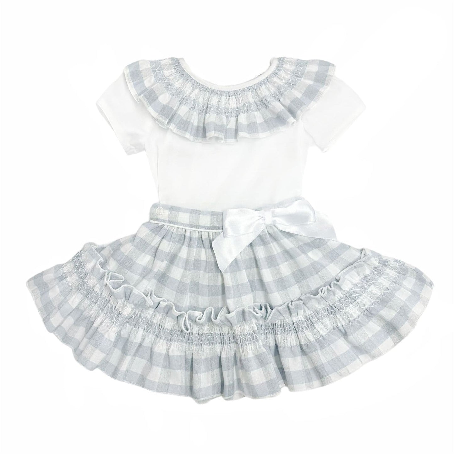 *SALE* Baby Girl Grey Checked Smock Skirt with Top "MYD2432G"