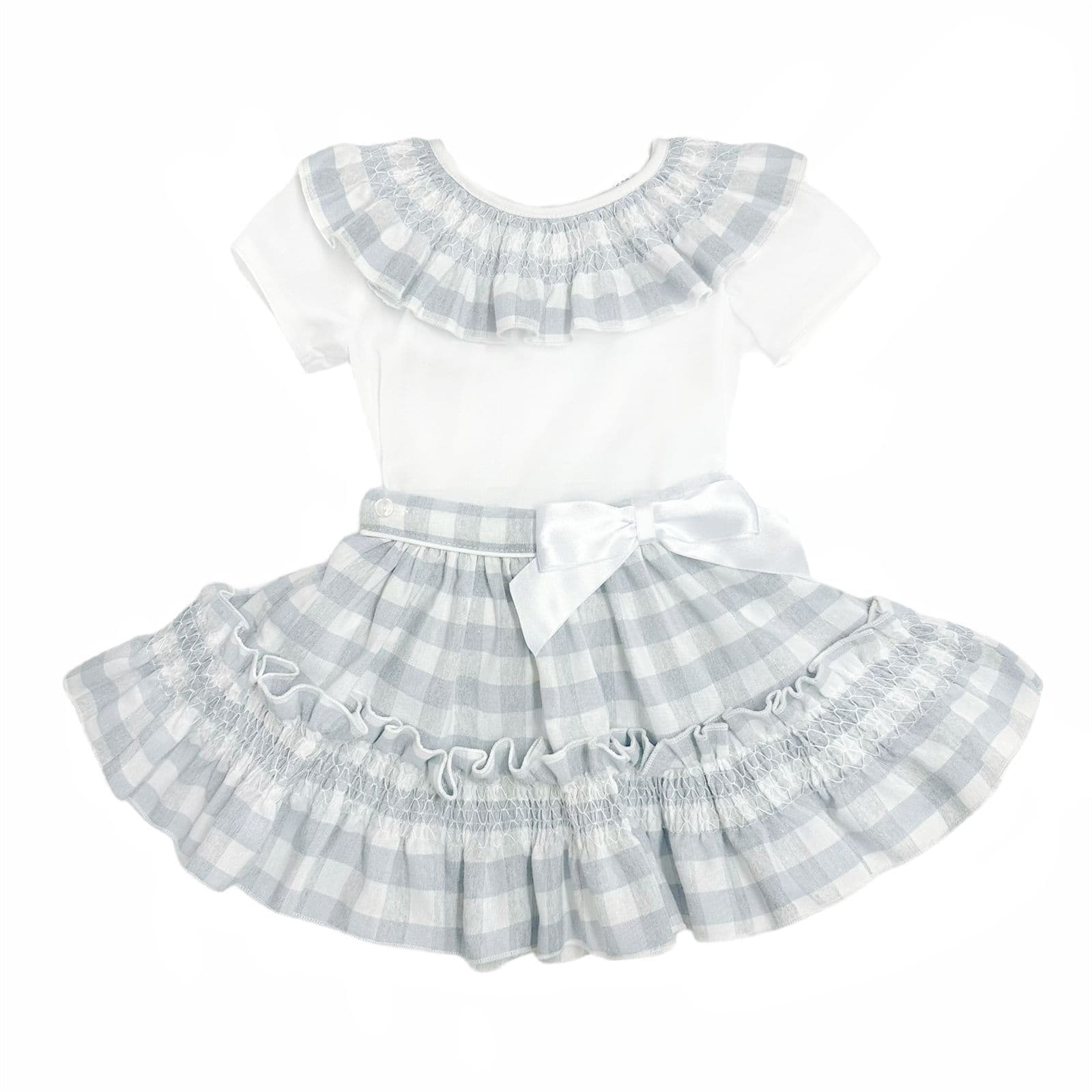 *SALE* Baby Girl Grey Checked Smock Skirt with Top "MYD2432G"