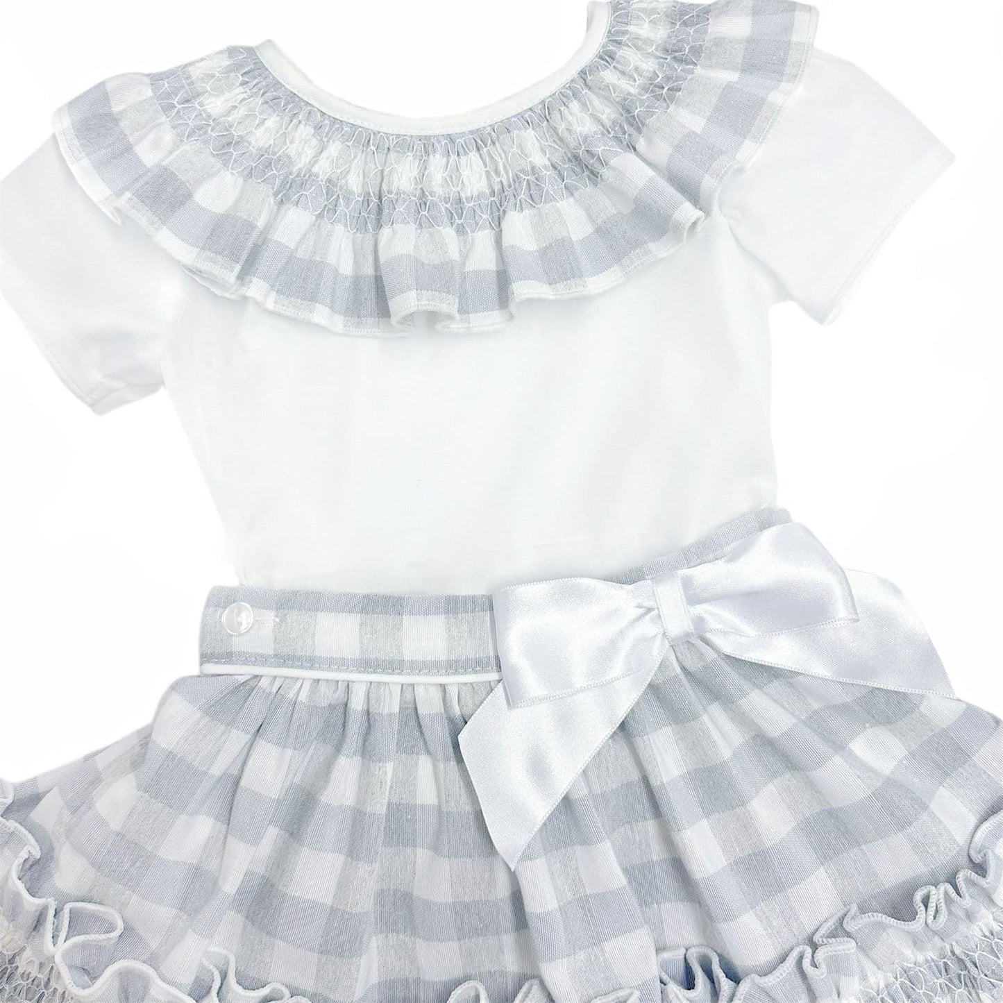 *SALE* Baby Girl Grey Checked Smock Skirt with Top "MYD2432G"
