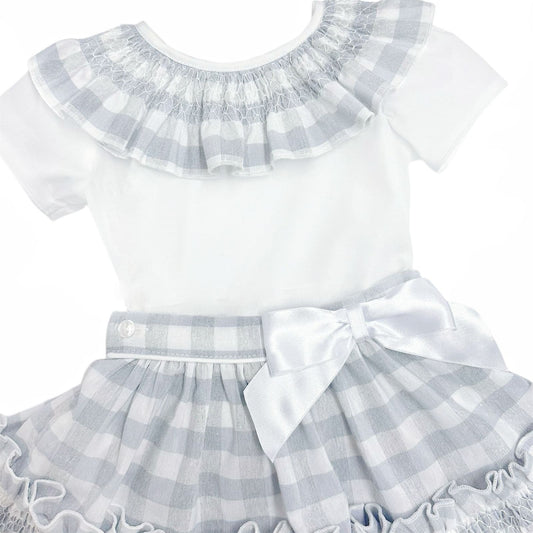 *SALE* Baby Girl Grey Checked Smock Skirt with Top "MYD2432G"