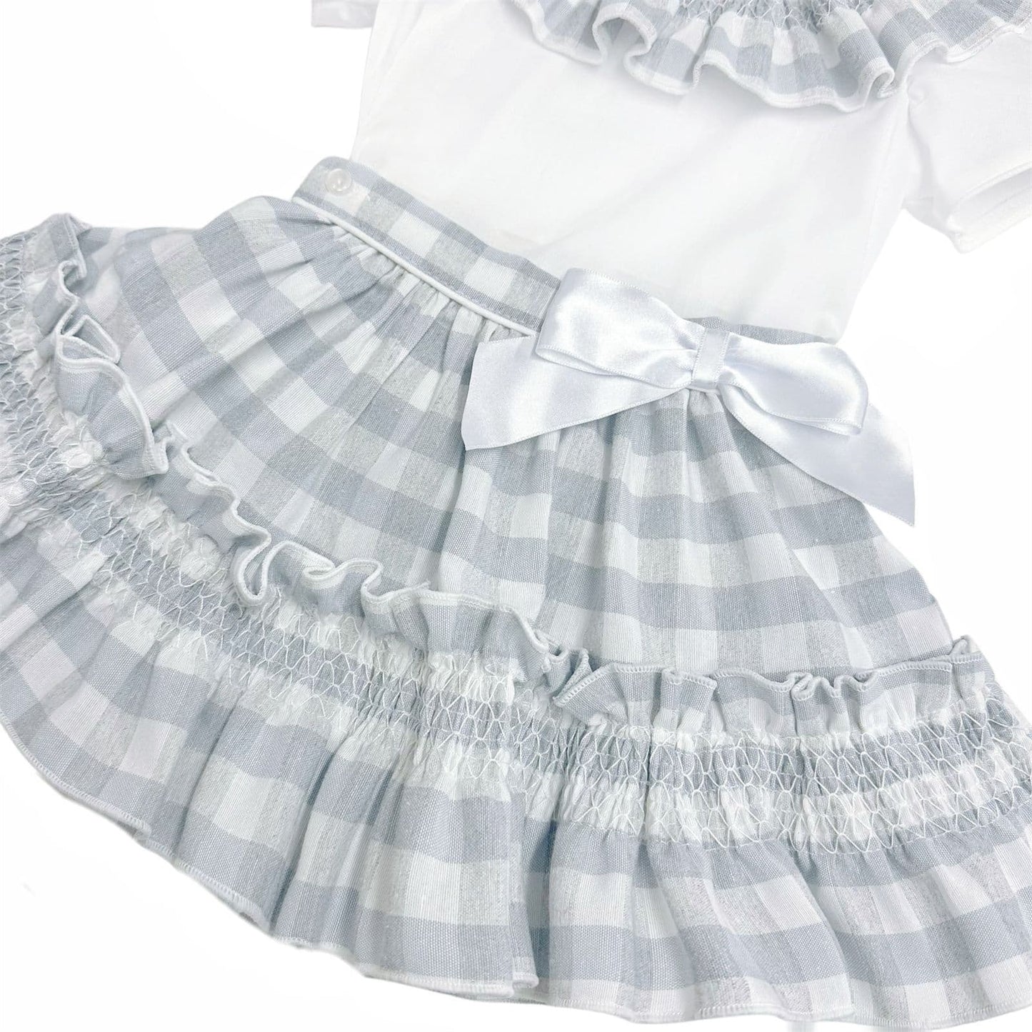 *SALE* Baby Girl Grey Checked Smock Skirt with Top "MYD2432G"