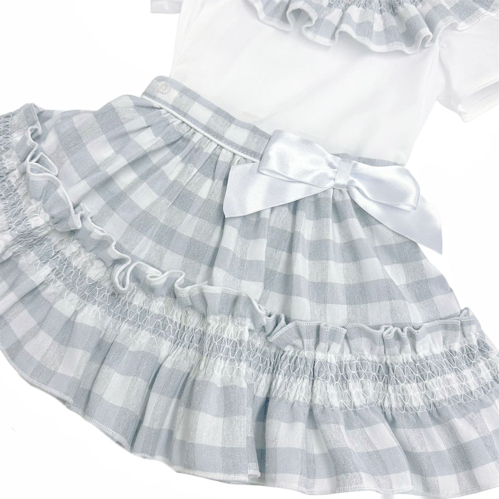 *SALE* Baby Girl Grey Checked Smock Skirt with Top "MYD2432G"