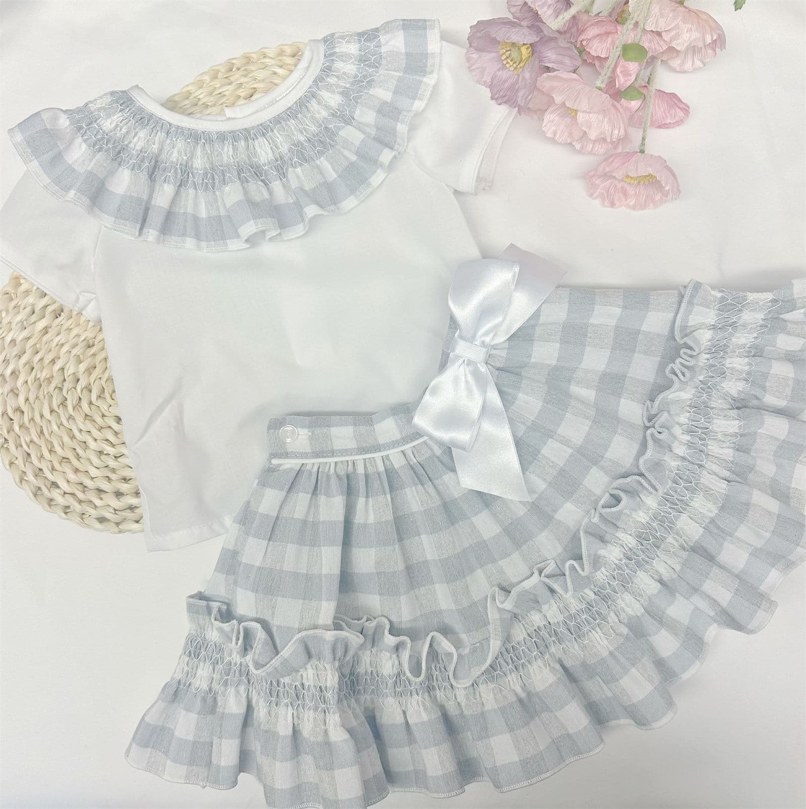 *SALE* Baby Girl Grey Checked Smock Skirt with Top "MYD2432G"