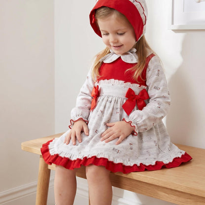 *SALE* Baby Girl Grey Puppy Print Puff Ball Dress with Bonnet /Pants "MYD232"