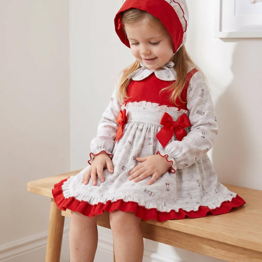 *SALE* Baby Girl Grey Puppy Print Puff Ball Dress with Bonnet /Pants "MYD232"