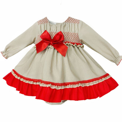 *SALE* Baby Girl Grey/Red Puff Dress with Pants "MYDB2487"