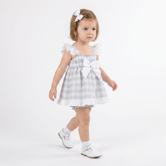*SALE* Baby Girl Grey Smocked Sun Dress with Knickers "MYD2430G"