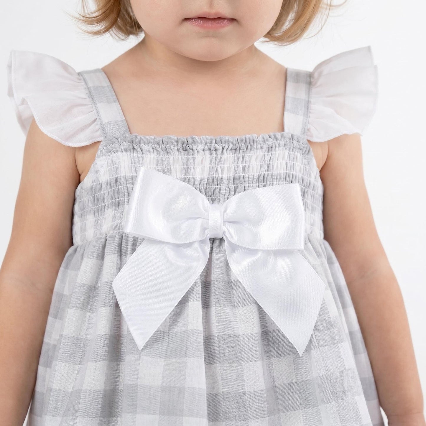 *SALE* Baby Girl Grey Smocked Sun Dress with Knickers "MYD2430G"