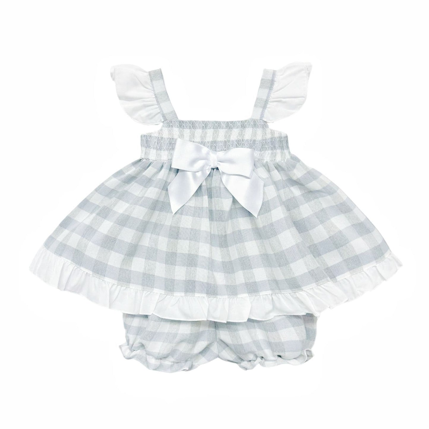 *SALE* Baby Girl Grey Smocked Sun Dress with Knickers "MYD2430G"