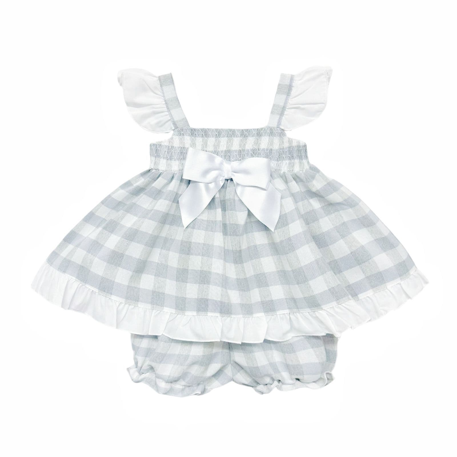 *SALE* Baby Girl Grey Smocked Sun Dress with Knickers "MYD2430G"