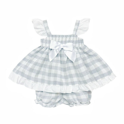 *SALE* Baby Girl Grey Smocked Sun Dress with Knickers "MYD2430G"