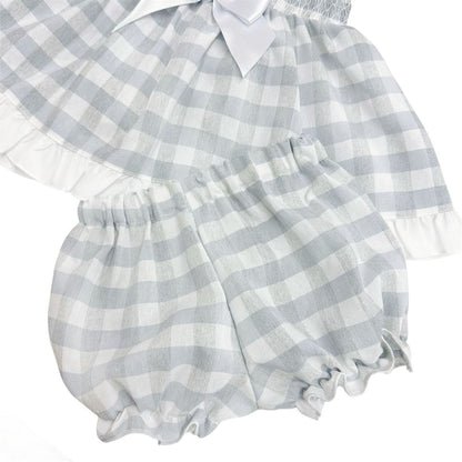 *SALE* Baby Girl Grey Smocked Sun Dress with Knickers "MYD2430G"