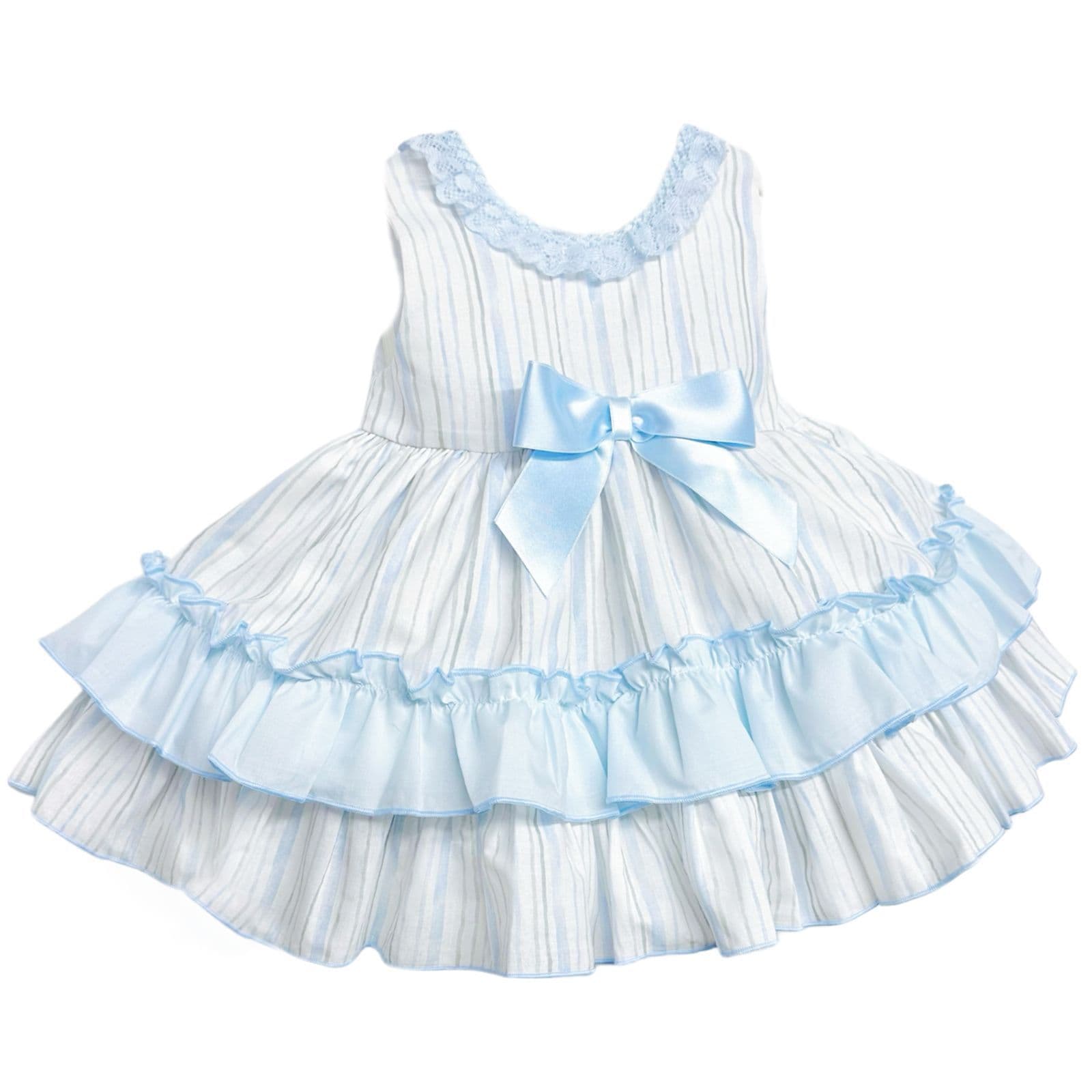 *SALE* Baby Girl Light Blue Stripe Puff Ball Dress with Pants "MYD2349B"