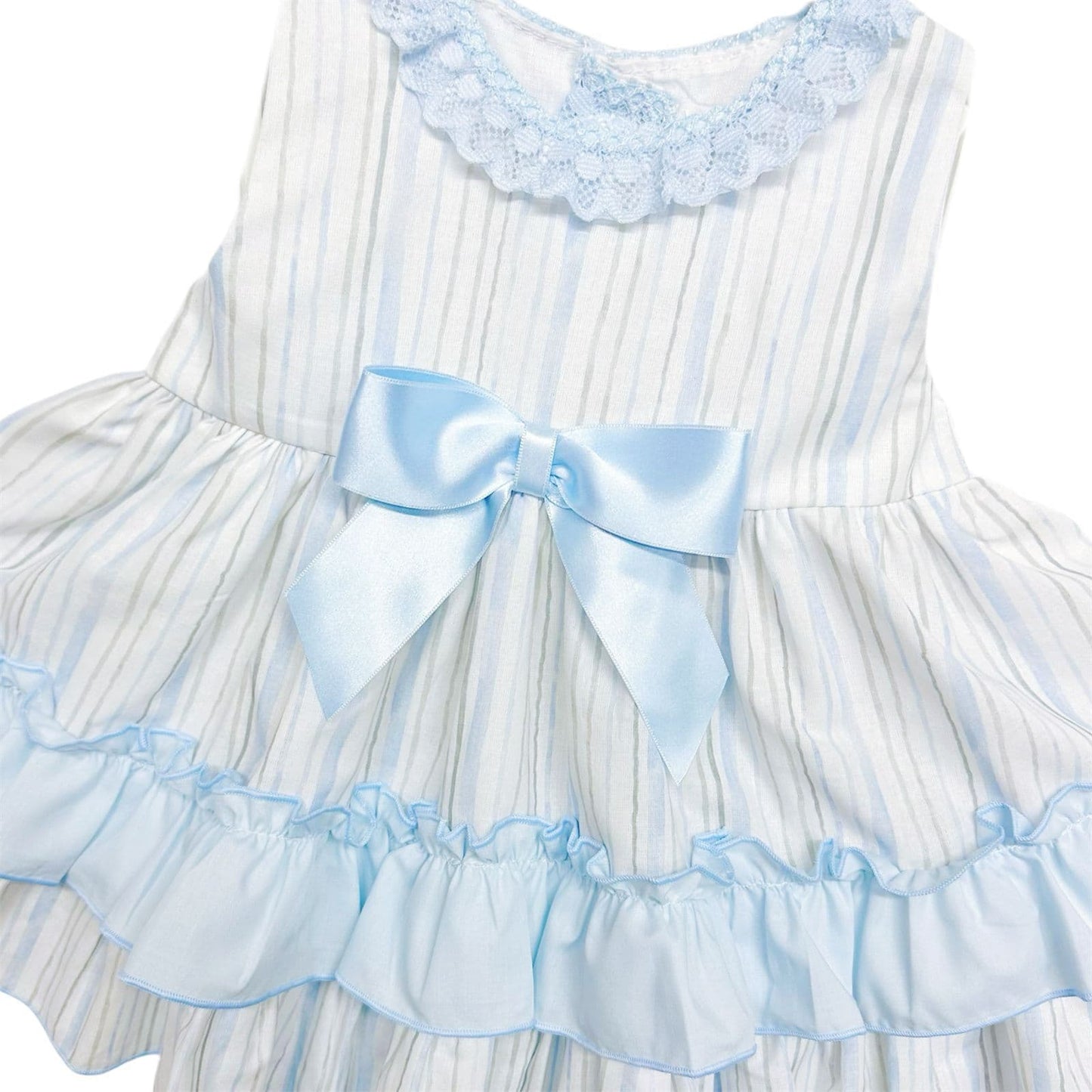 *SALE* Baby Girl Light Blue Stripe Puff Ball Dress with Pants "MYD2349B"