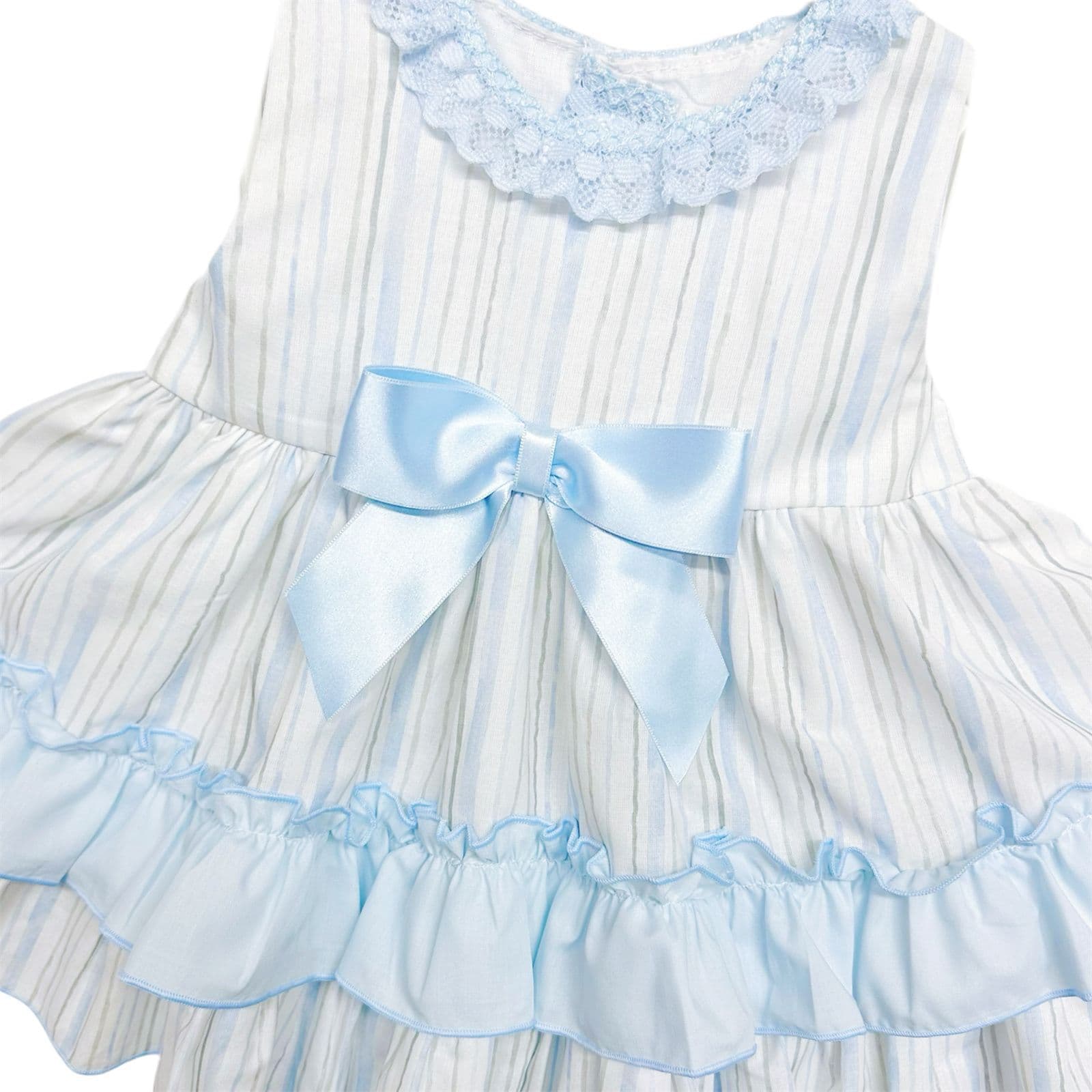 *SALE* Baby Girl Light Blue Stripe Puff Ball Dress with Pants "MYD2349B"