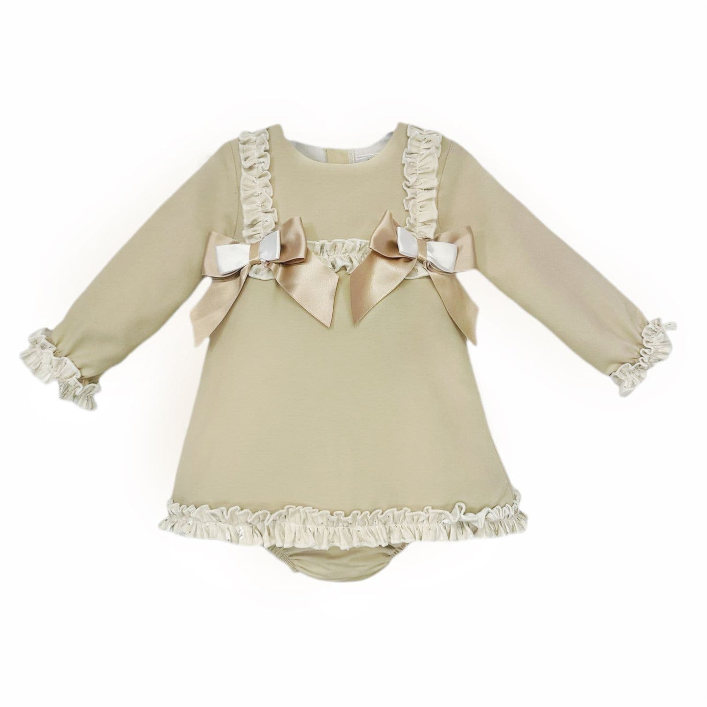 *SALE* Baby Girl Light Camel Soft Cotton Dress with Pants "MYD25230"