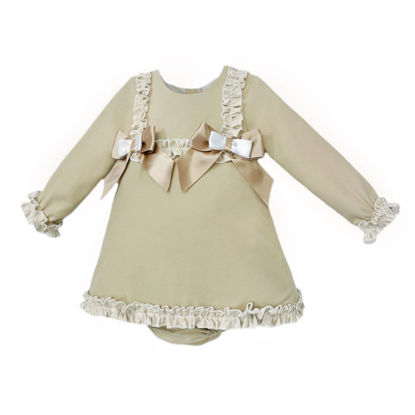 *SALE* Baby Girl Light Camel Soft Cotton Dress with Pants "MYD25230"