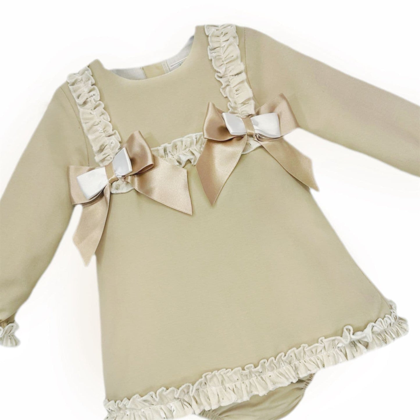 *SALE* Baby Girl Light Camel Soft Cotton Dress with Pants "MYD25230"