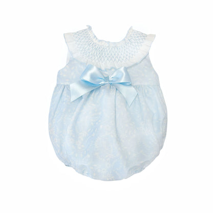 *SALE* Baby Girl Pale Blue Floral Smocked Collar Romper "MYD2479"