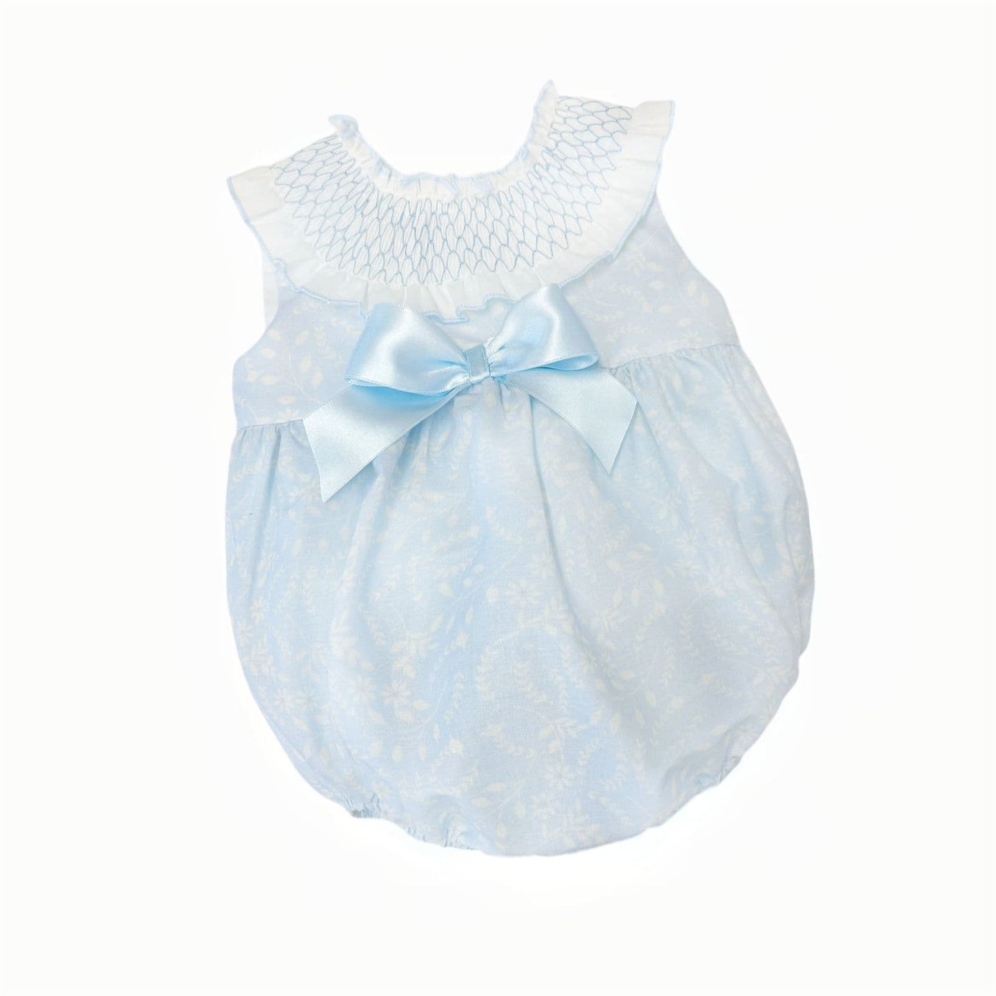 *SALE* Baby Girl Pale Blue Floral Smocked Collar Romper "MYD2479"