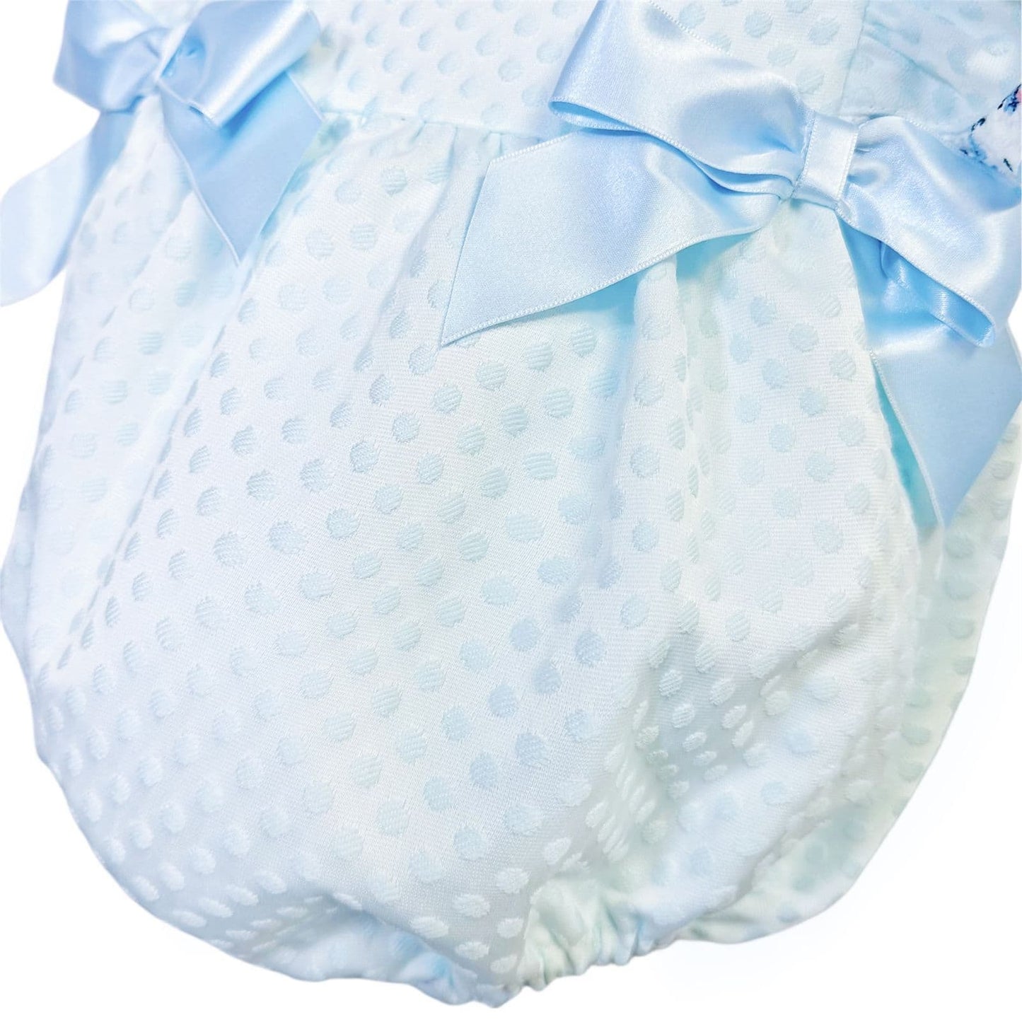 *SALE* Baby Girl Pale Blue Jacquard Frilly Shoulder Romper "MYD2421"