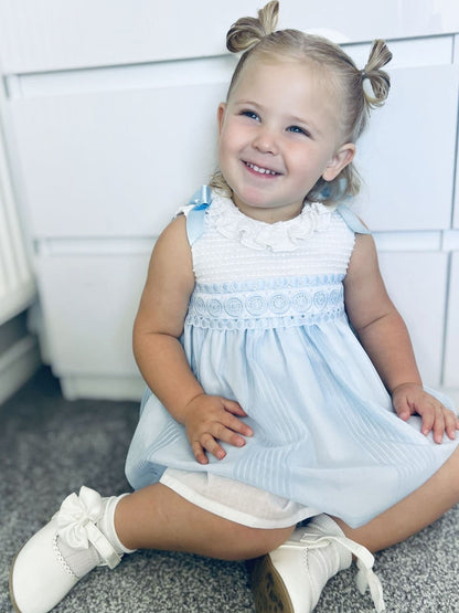 *SALE* Baby Girl Pale Blue Shoulder Bow Dress with Pants "MYD25060"
