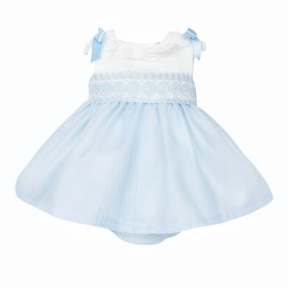 *SALE* Baby Girl Pale Blue Shoulder Bow Dress with Pants "MYD25060"