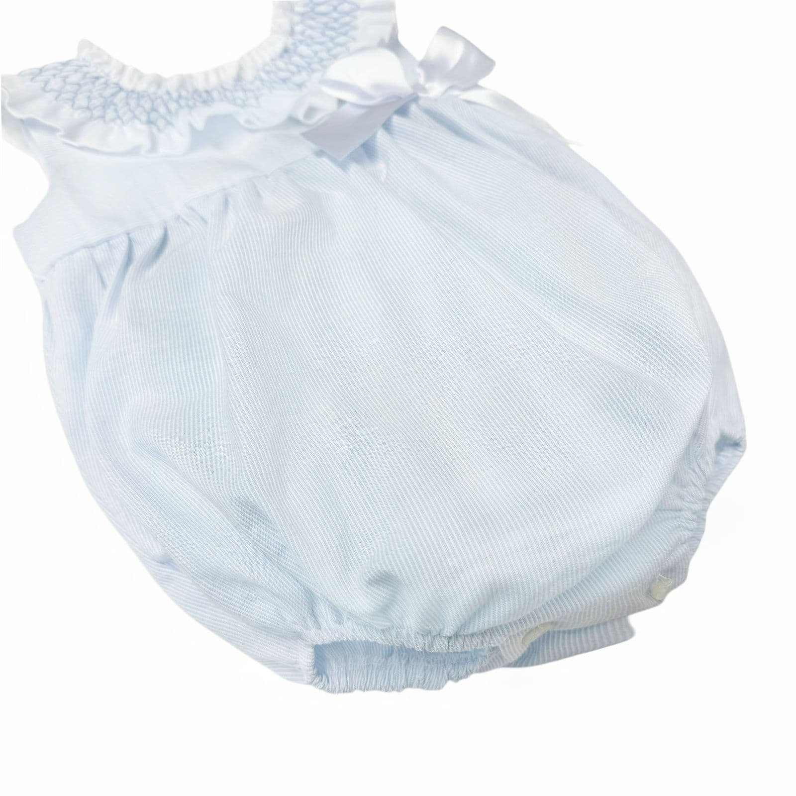 *SALE* Baby Girl Pale Blue Stripes Smocked Collar Romper "MYD2473"