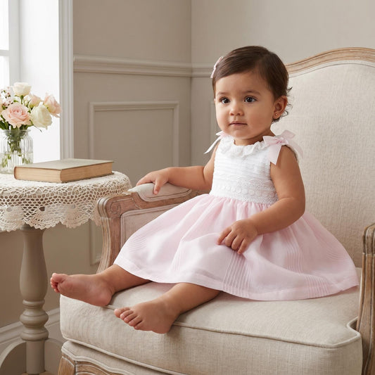 *SALE* Baby Girl Pale Pink Shoulder Bow Dress with Pants "MYD25059"