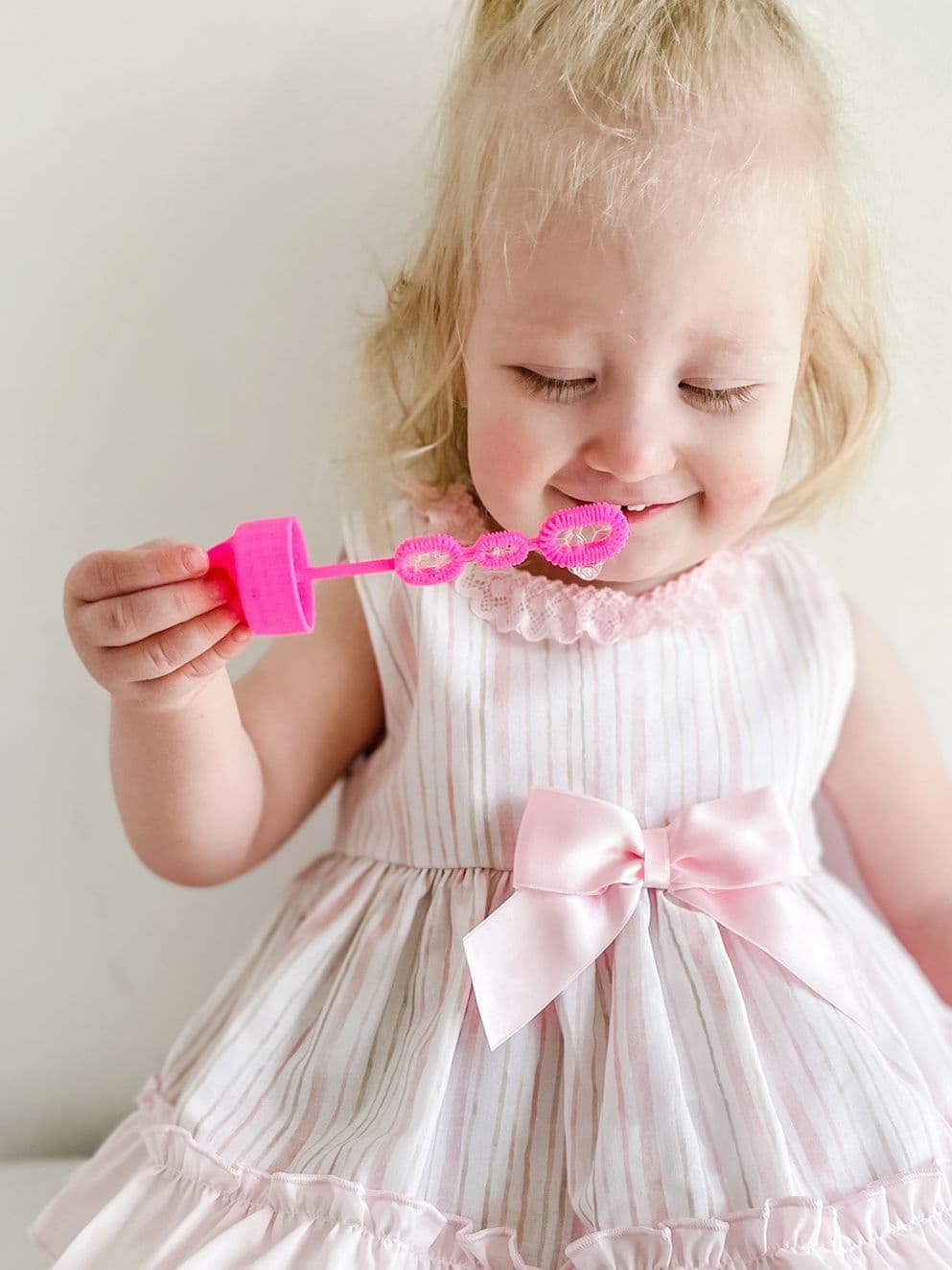 *SALE* Baby Girl Pale Pink Stripe Puff Ball Dress with Pants "MYD2349P"
