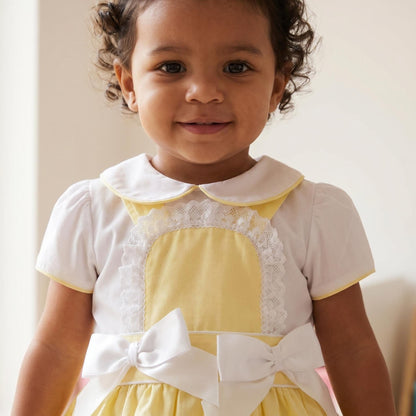 *SALE* Baby Girl Pale Yellow Pinafore Dress with bodysuit "MYD2322Y"
