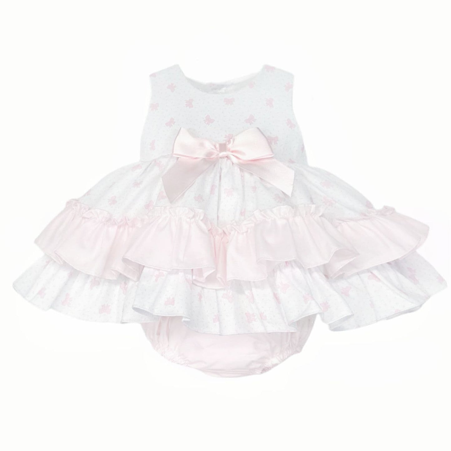 *SALE* Baby Girl Pink Bow Print Puff Ball Dress with Pants "MYD25024"