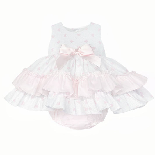*SALE* Baby Girl Pink Bow Print Puff Ball Dress with Pants "MYD25024"