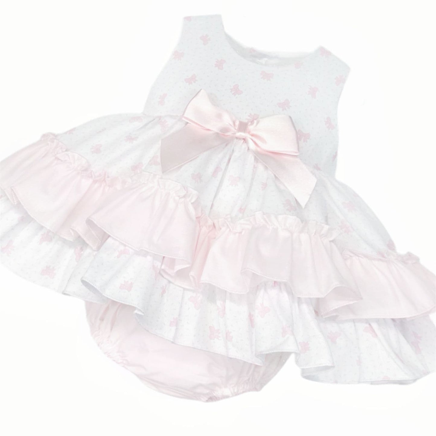 *SALE* Baby Girl Pink Bow Print Puff Ball Dress with Pants "MYD25024"